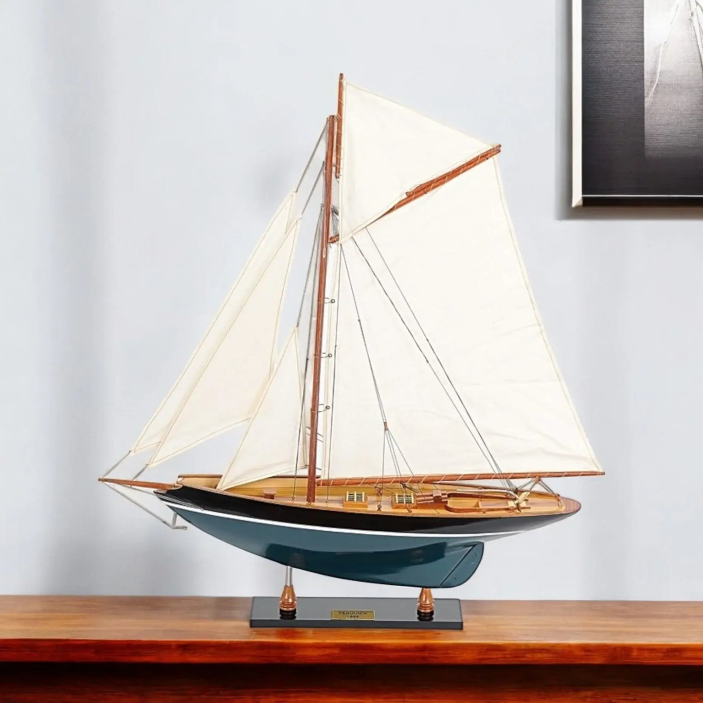 31" Green and White c1898 Pen Duick Painted Boat Hand Painted Decorative Boat - Homeroots - Flyclothing LLC