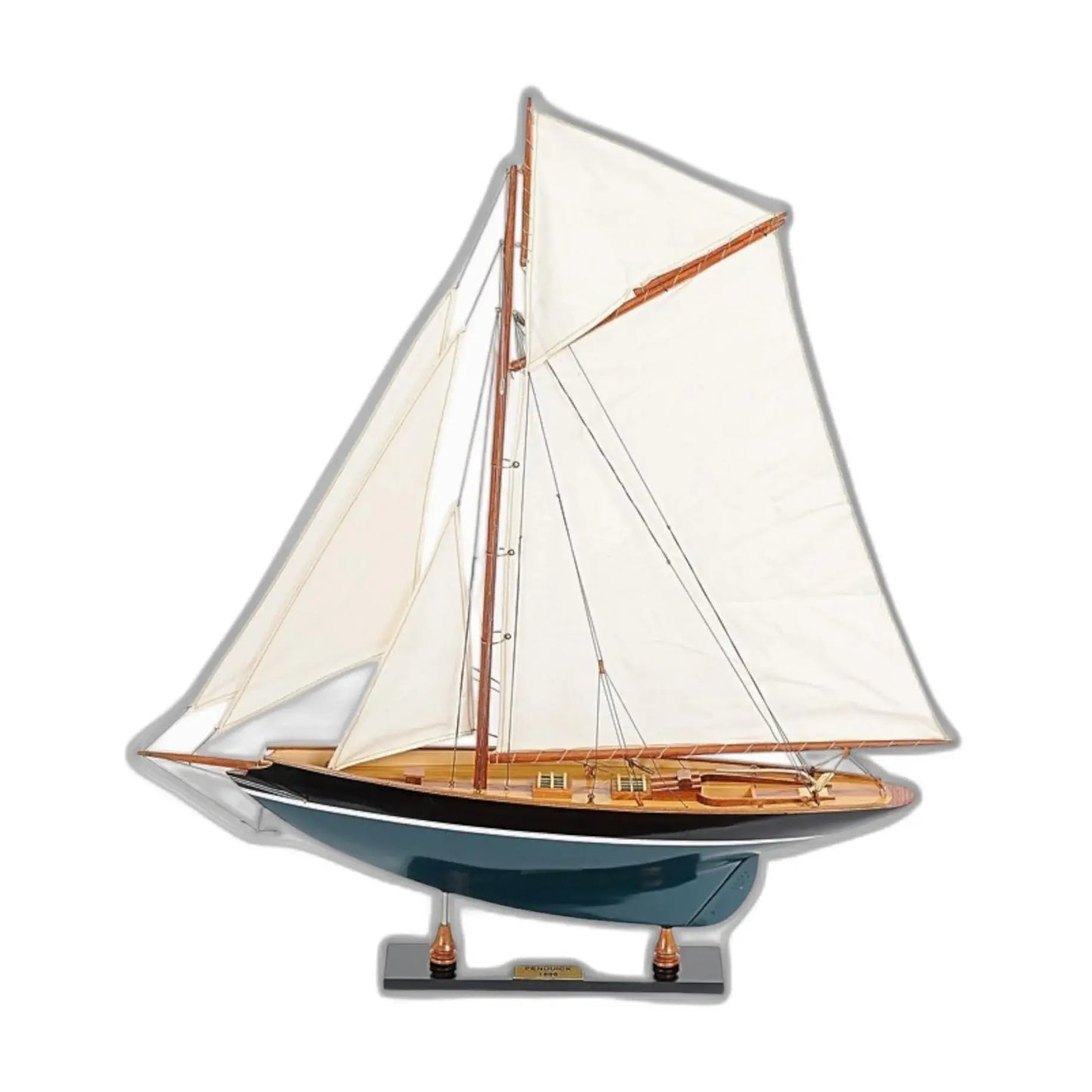 31" Green and White c1898 Pen Duick Painted Boat Hand Painted Decorative Boat - Homeroots - Flyclothing LLC