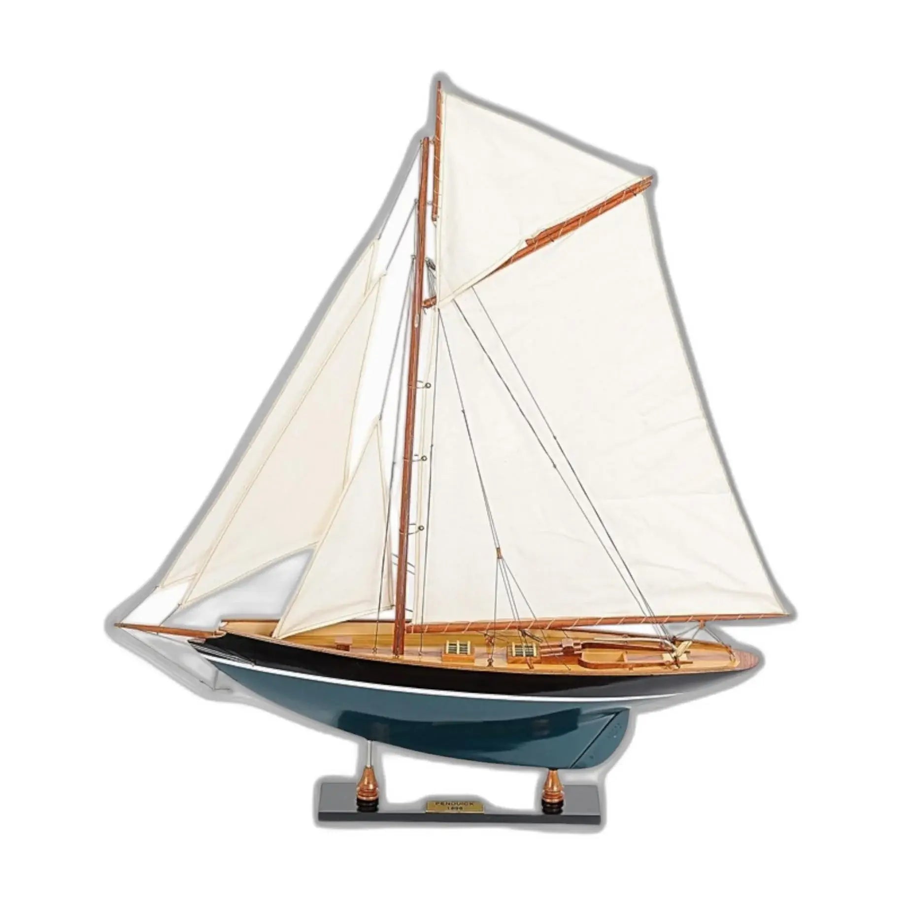 31" Green and White c1898 Pen Duick Painted Boat Hand Painted Decorative Boat - Homeroots - Flyclothing LLC