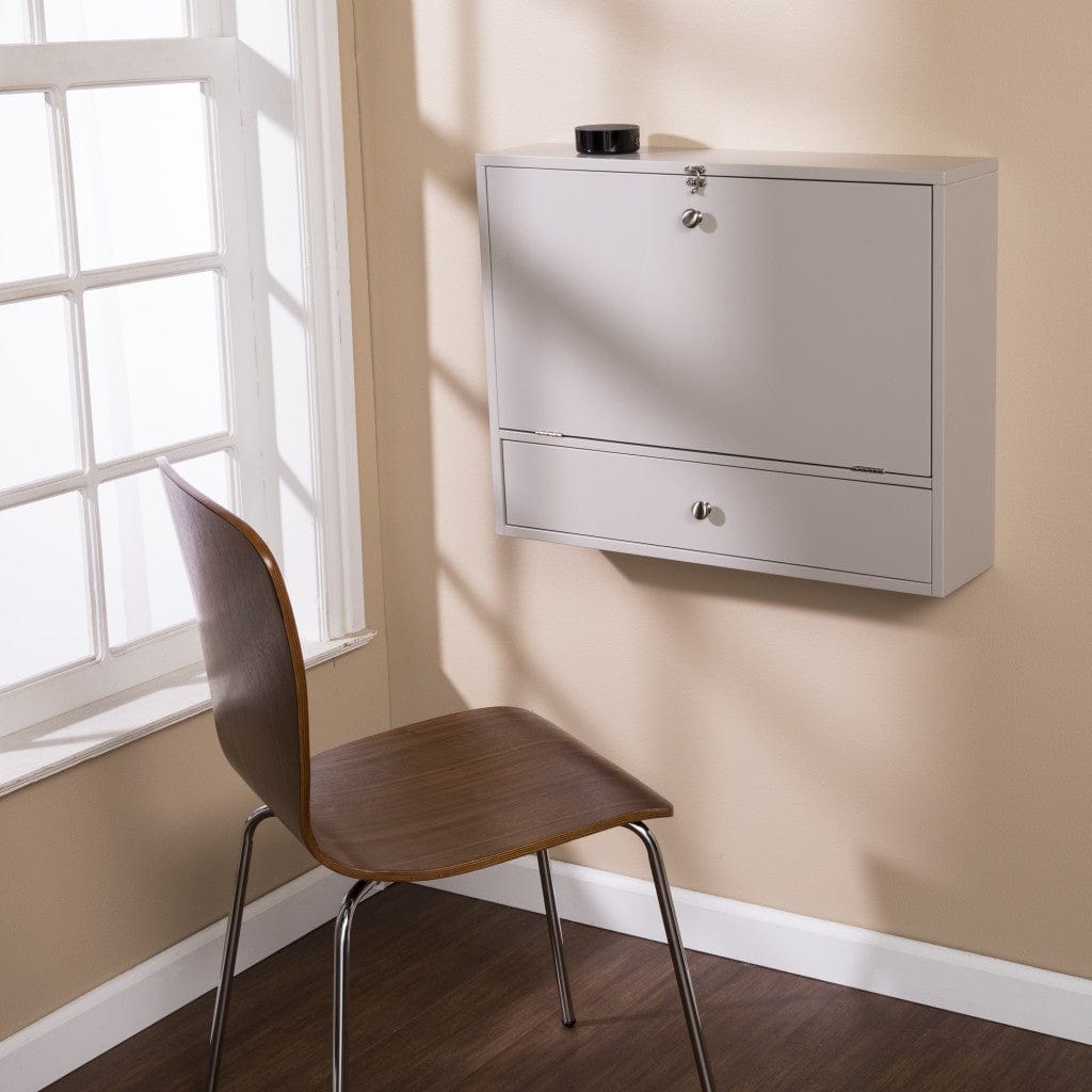26" Gray Wall Mounted Floating Desk - Homeroots - Flyclothing LLC