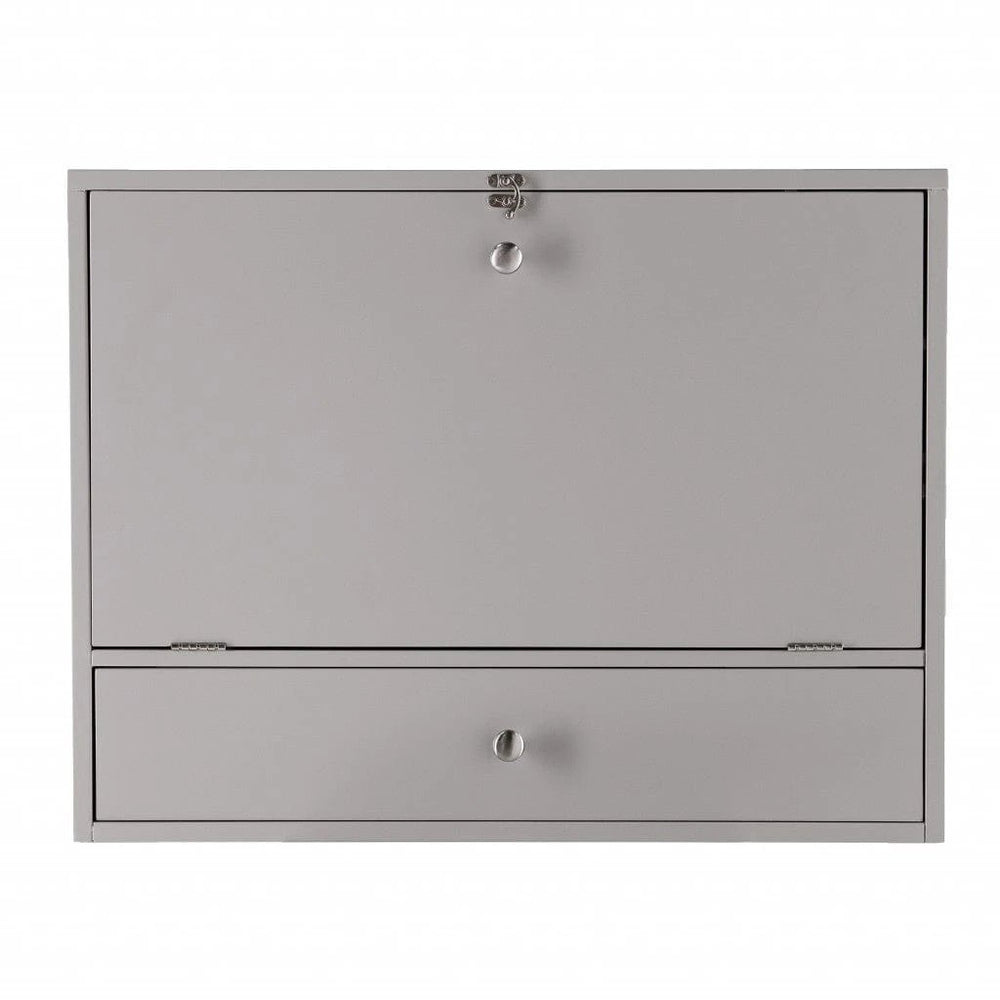 26" Gray Wall Mounted Floating Desk - Homeroots