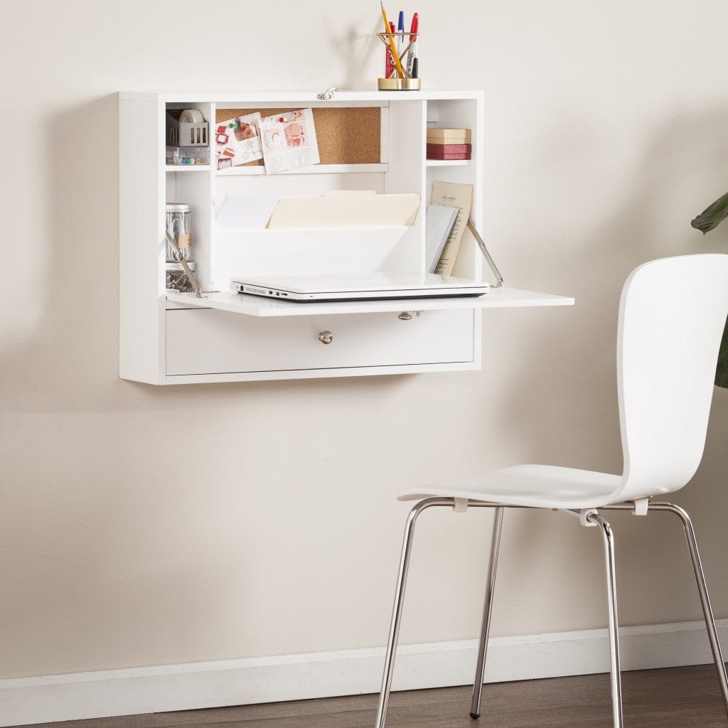 26" White Wall Mounted Floating Desk - Homeroots - Flyclothing LLC