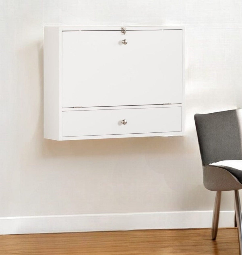 26" White Wall Mounted Floating Desk - Homeroots - Flyclothing LLC