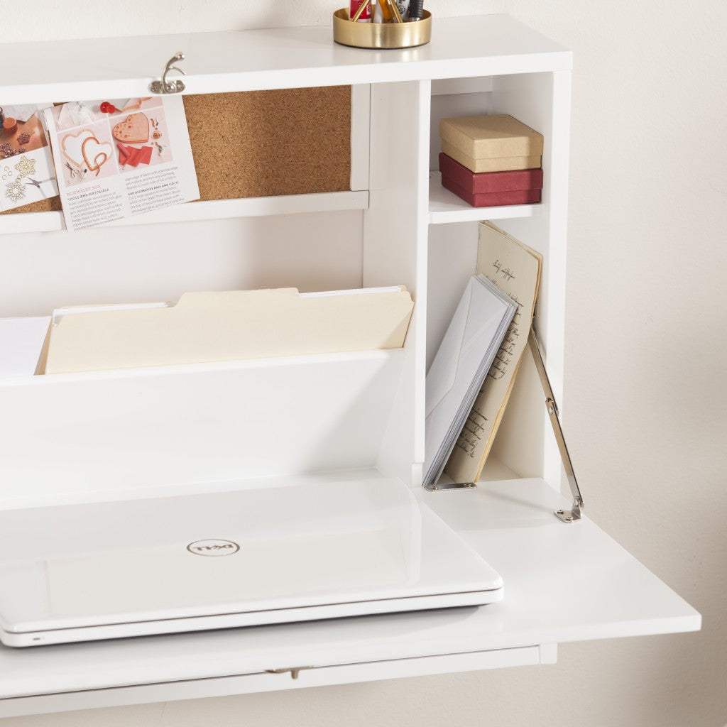 26" White Wall Mounted Floating Desk - Homeroots - Flyclothing LLC
