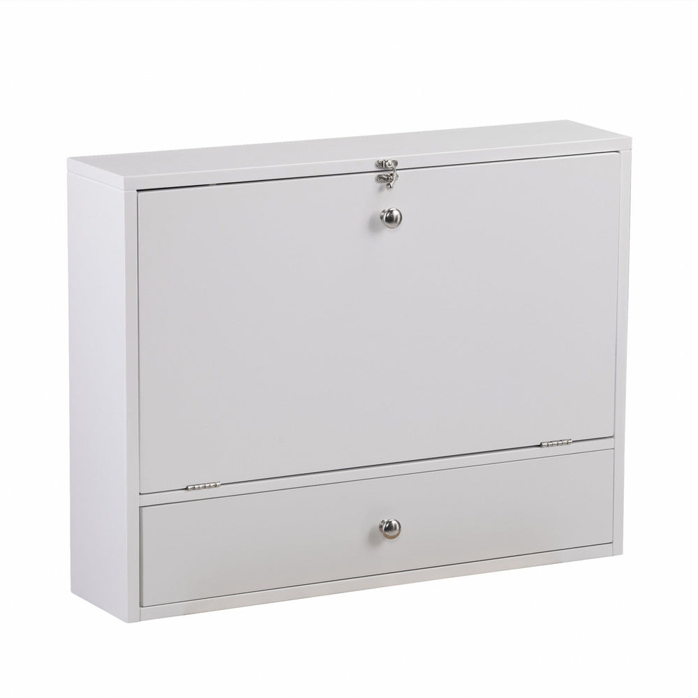 26" White Wall Mounted Floating Desk - Homeroots