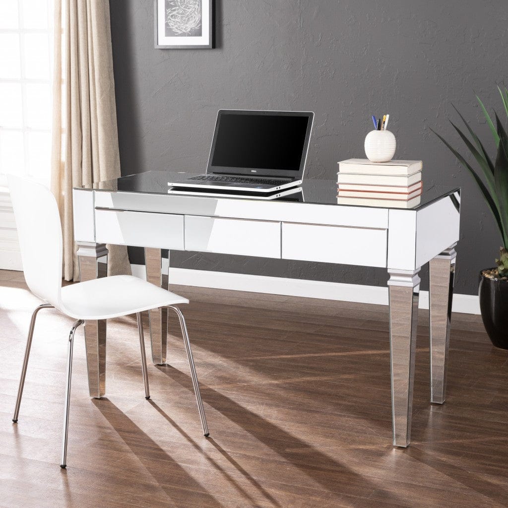 Silver Mirrored Glam Desk - Homeroots