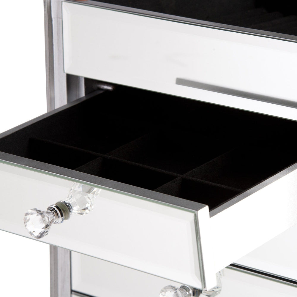 18" Silver Mirrored Writing Desk With Seven Drawers - Homeroots - Flyclothing LLC
