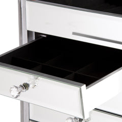 18" Silver Mirrored Writing Desk With Seven Drawers - Homeroots