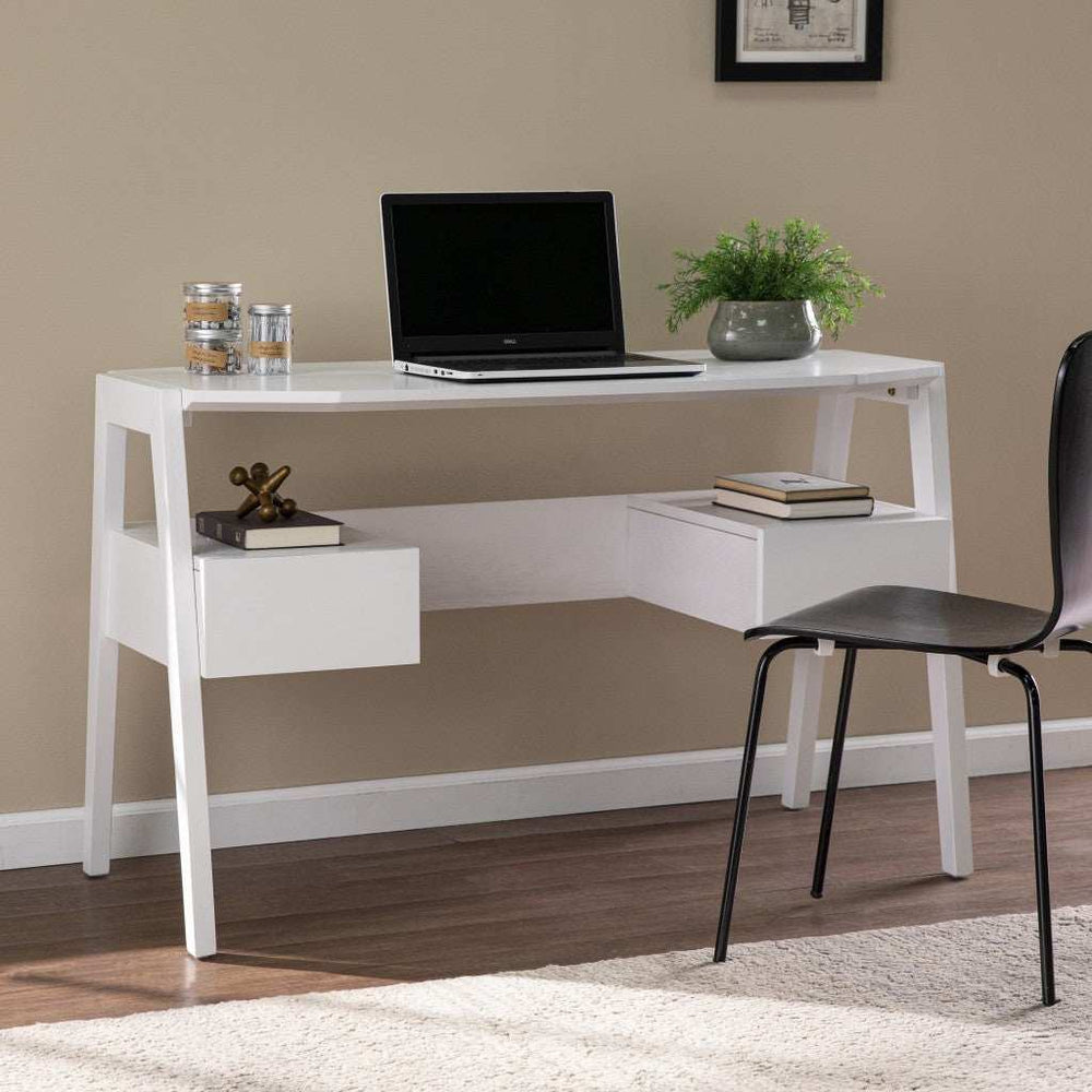 Metallic White Modern Writing Desk - Homeroots - Flyclothing LLC