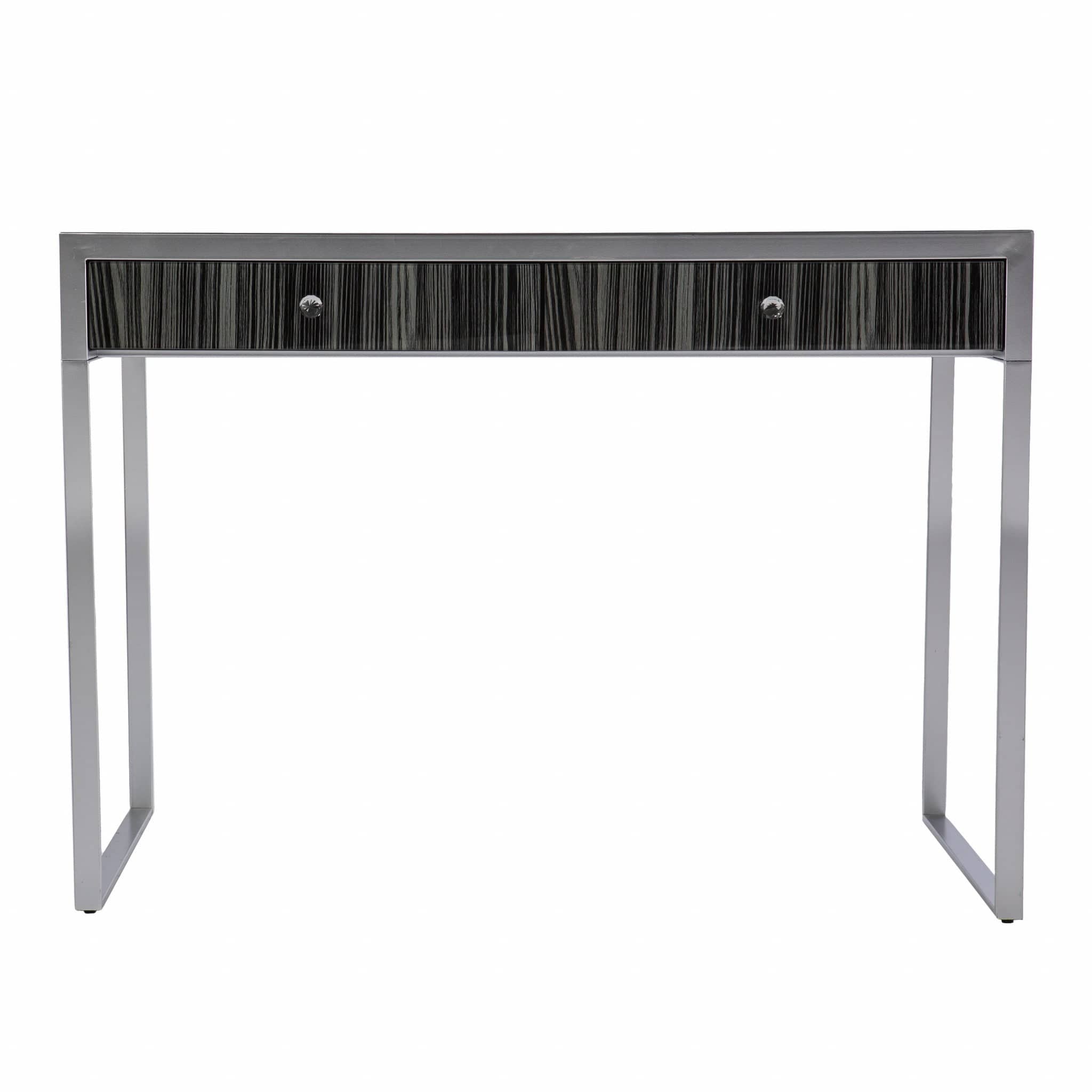 42" Silver Writing Desk With Two Drawers - Homeroots - Flyclothing LLC