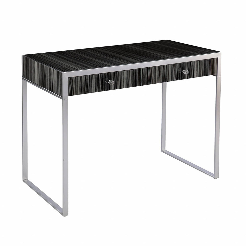 42" Silver Writing Desk With Two Drawers - Homeroots - Flyclothing LLC
