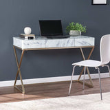 Faux Marble Writing Desk with Storage - Homeroots - Flyclothing LLC