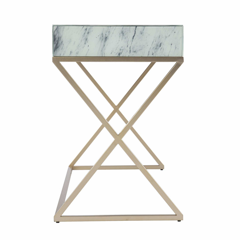 Faux Marble Writing Desk with Storage - Homeroots - Flyclothing LLC