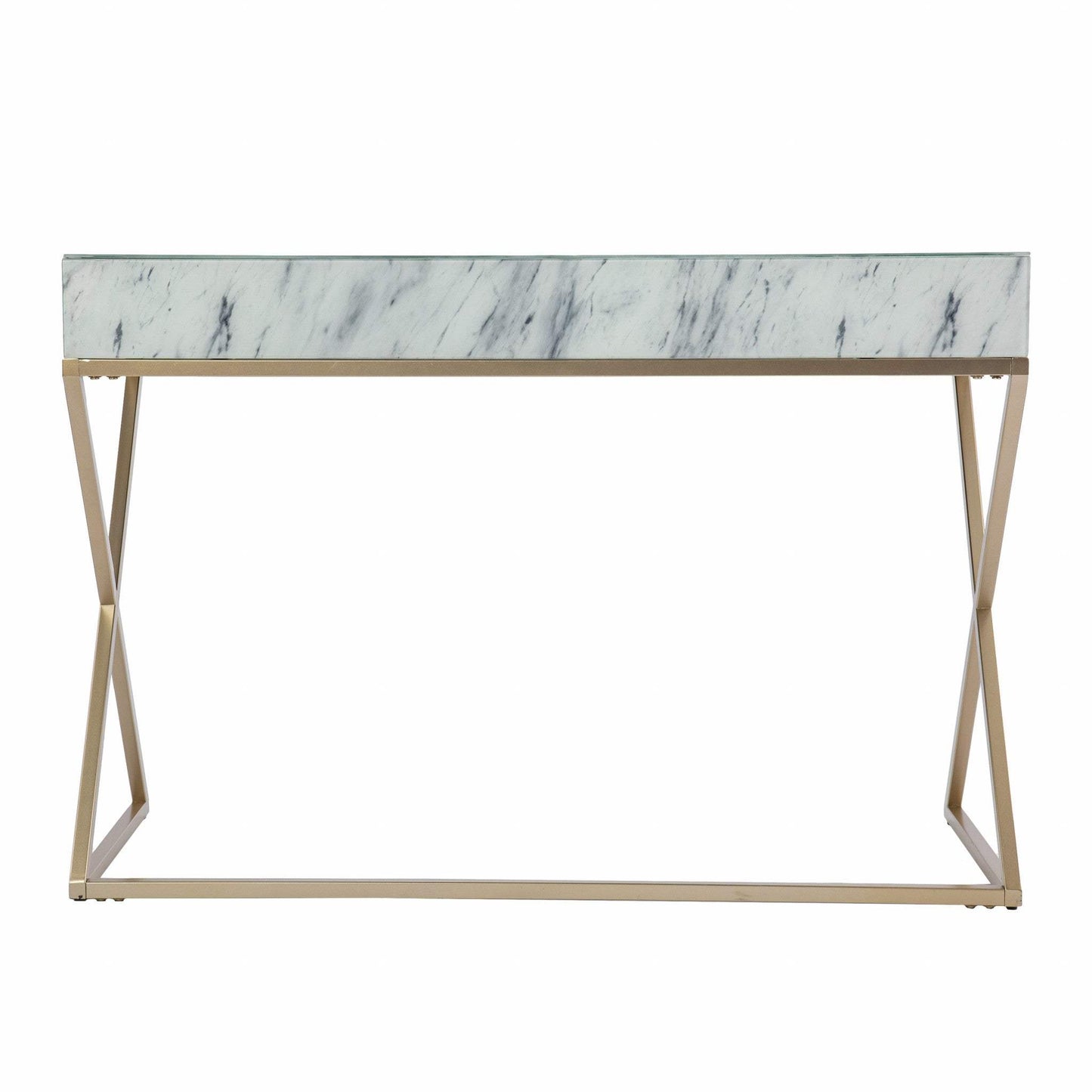 Faux Marble Writing Desk with Storage - Homeroots - Flyclothing LLC