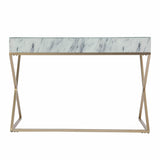 Faux Marble Writing Desk with Storage - Homeroots - Flyclothing LLC