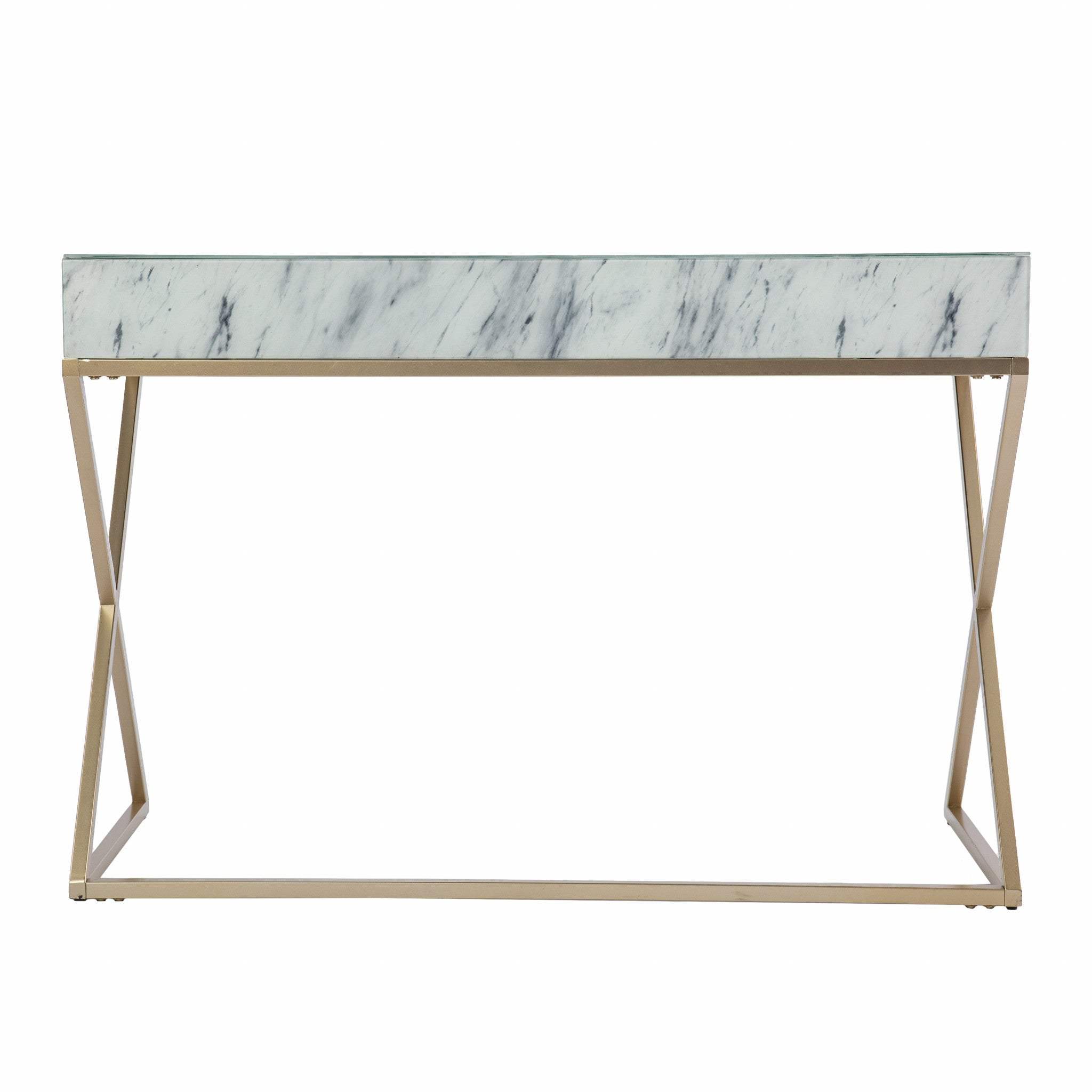 Faux Marble Writing Desk with Storage - Homeroots - Flyclothing LLC