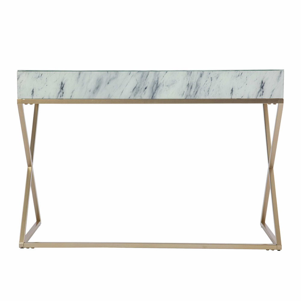Faux Marble Writing Desk with Storage - Homeroots - Flyclothing LLC