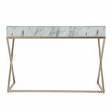 Faux Marble Writing Desk with Storage - Homeroots