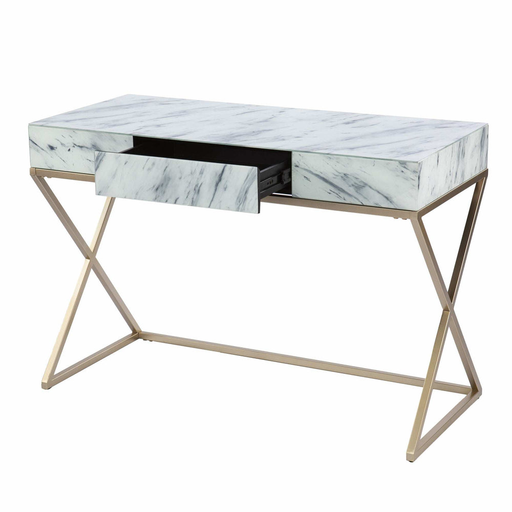 Faux Marble Writing Desk with Storage - Homeroots - Flyclothing LLC