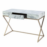 Faux Marble Writing Desk with Storage - Homeroots - Flyclothing LLC