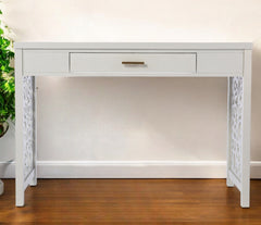 Gray Lattice Desk with Storage - Homeroots