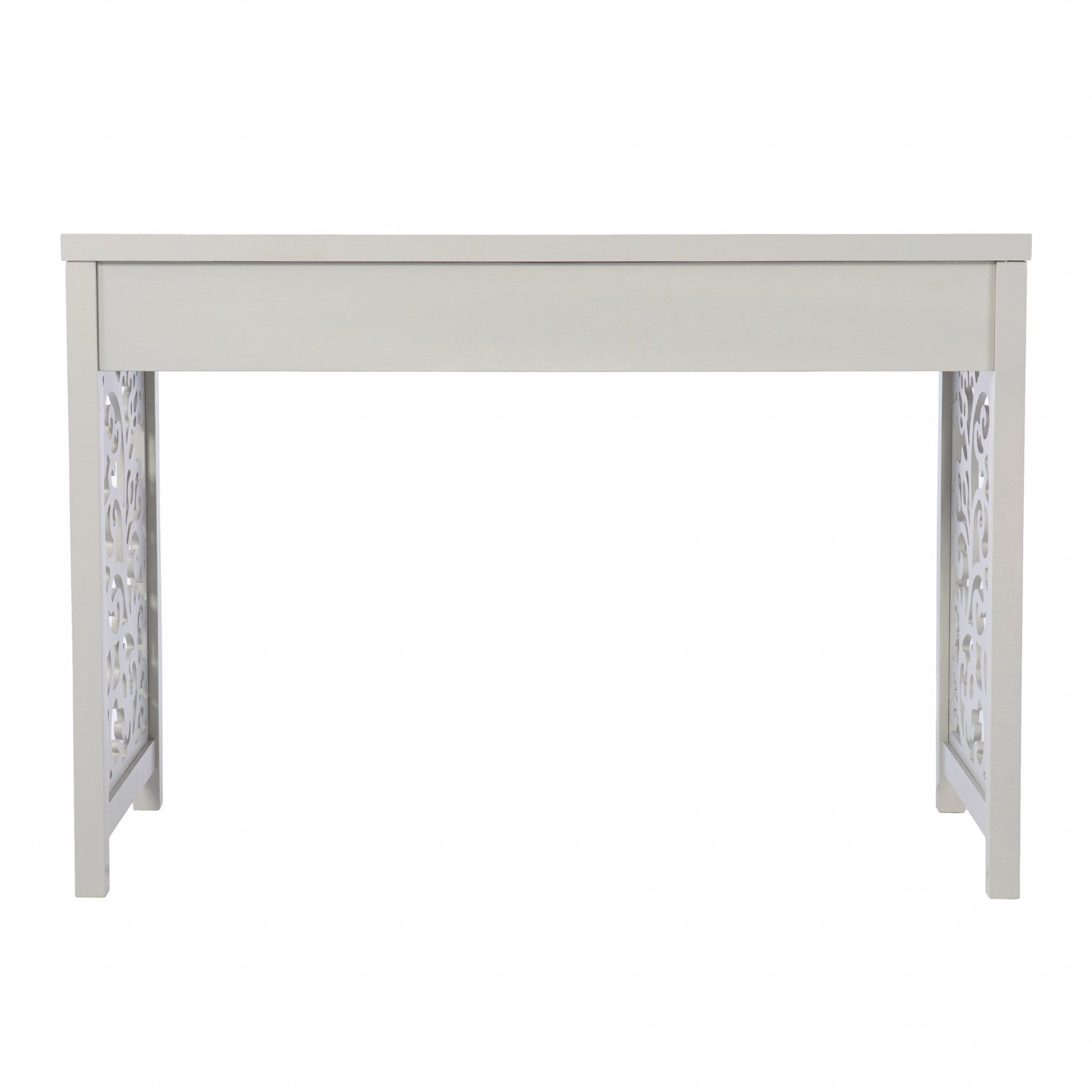 Gray Lattice Desk with Storage - Homeroots