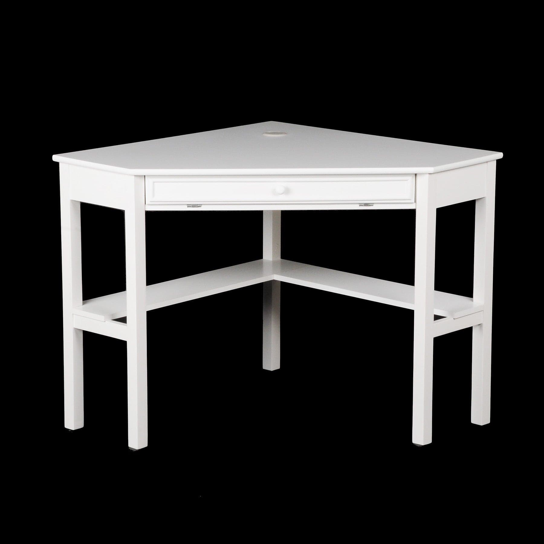 48" White Solid Wood Corner Writing Desk - Homeroots - Flyclothing LLC