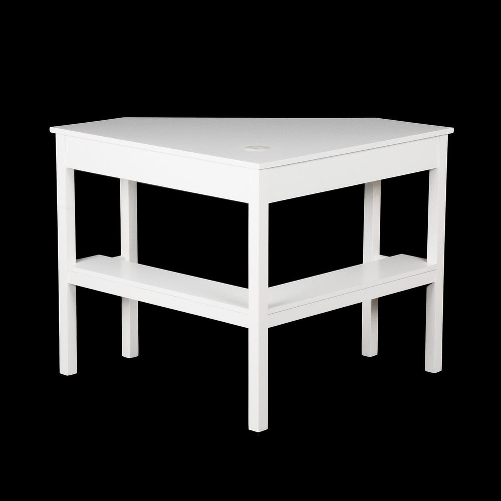 48" White Solid Wood Corner Writing Desk - Homeroots - Flyclothing LLC