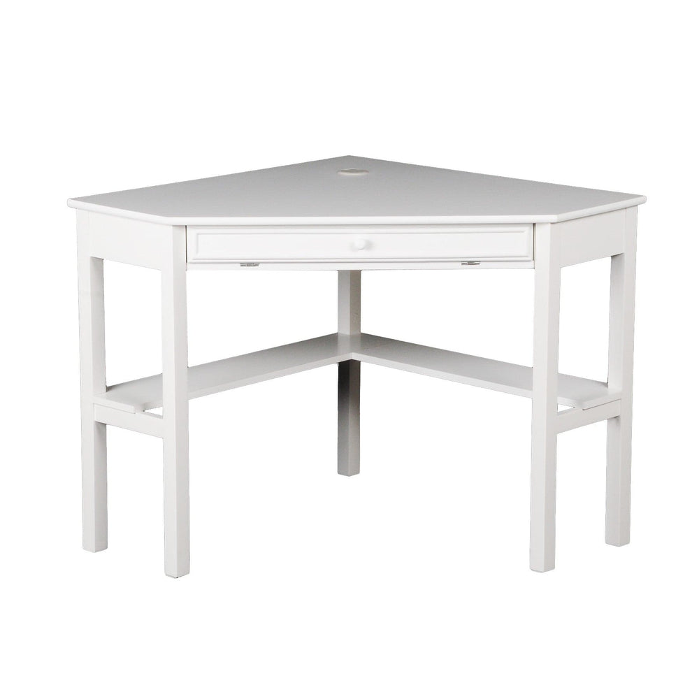 48" White Solid Wood Corner Writing Desk - Homeroots - Flyclothing LLC