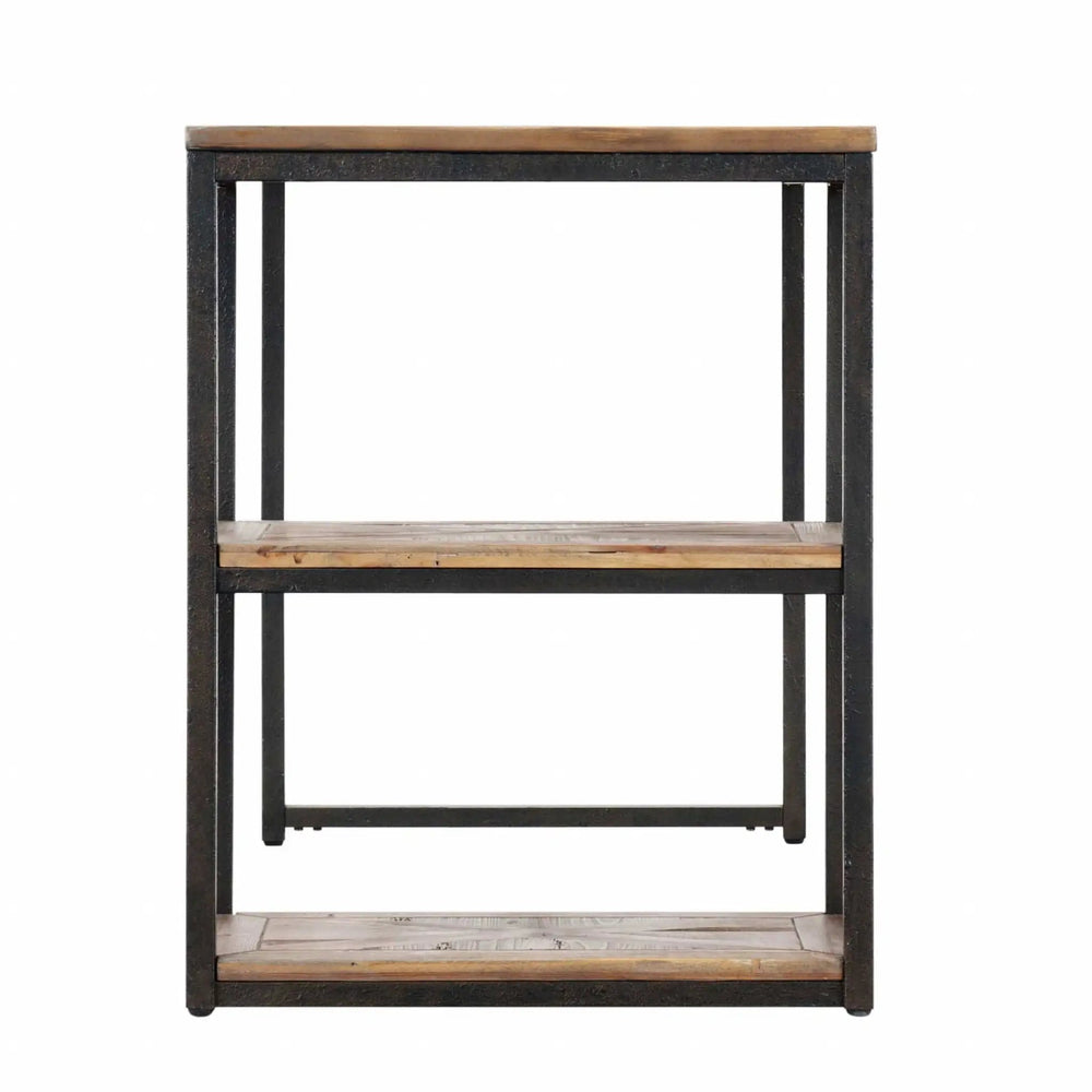 50" Brown and Black Reclaimed Wood Writing Desk - Homeroots - Flyclothing LLC