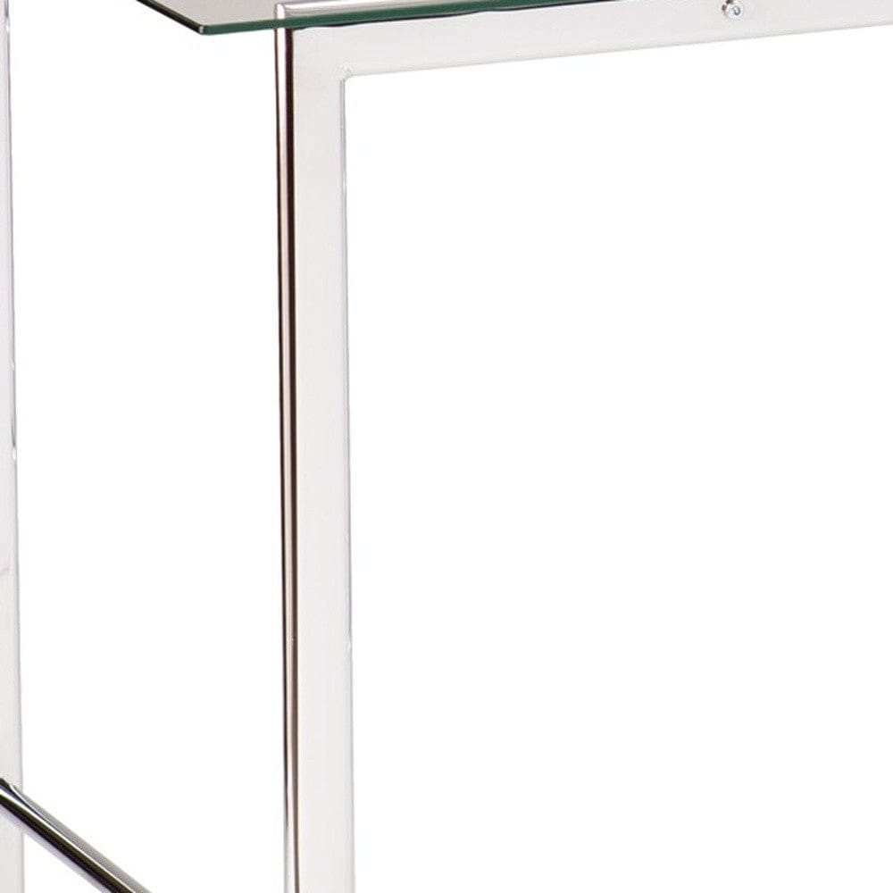 Clear and Chrome Glass Writing Desk - Homeroots - Flyclothing LLC