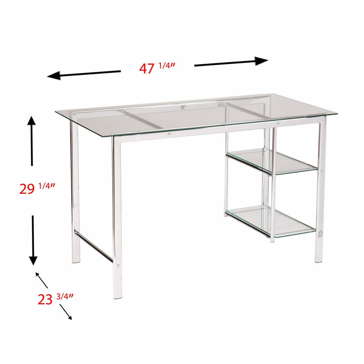 Clear and Chrome Glass Writing Desk - Homeroots - Flyclothing LLC