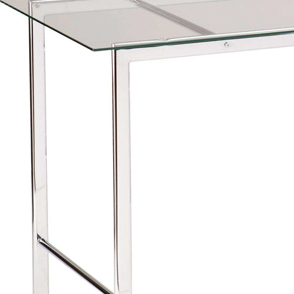 Clear and Chrome Glass Writing Desk - Homeroots - Flyclothing LLC