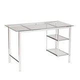 Clear and Chrome Glass Writing Desk - Homeroots
