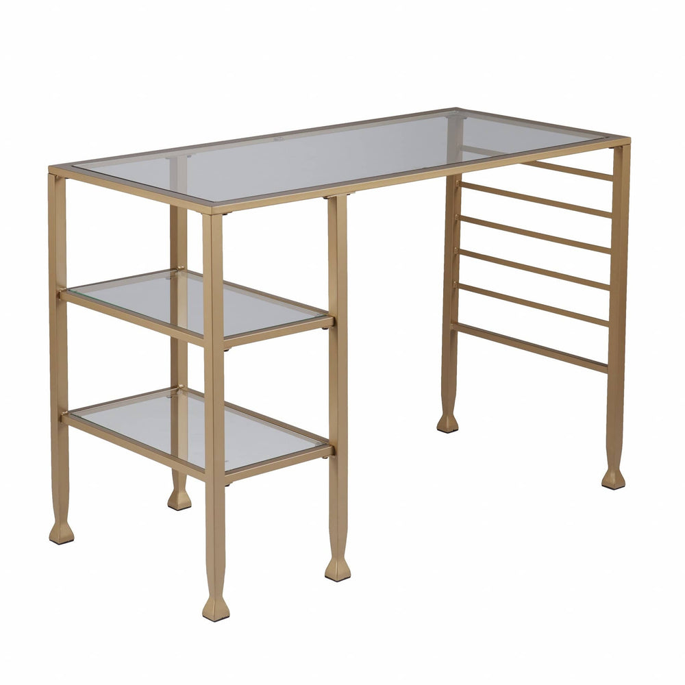 43" Clear and Gold Glass Writing Desk - Homeroots - Flyclothing LLC