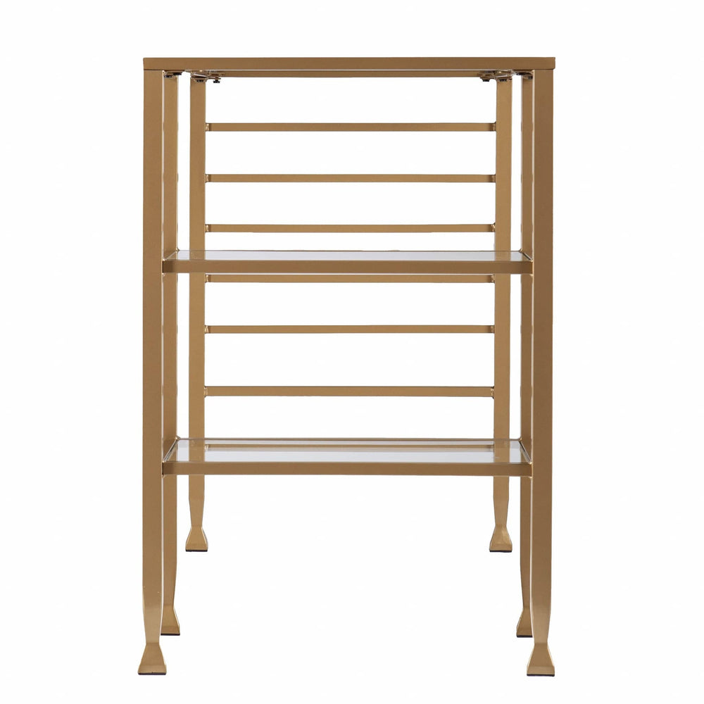 43" Clear and Gold Glass Writing Desk - Homeroots - Flyclothing LLC