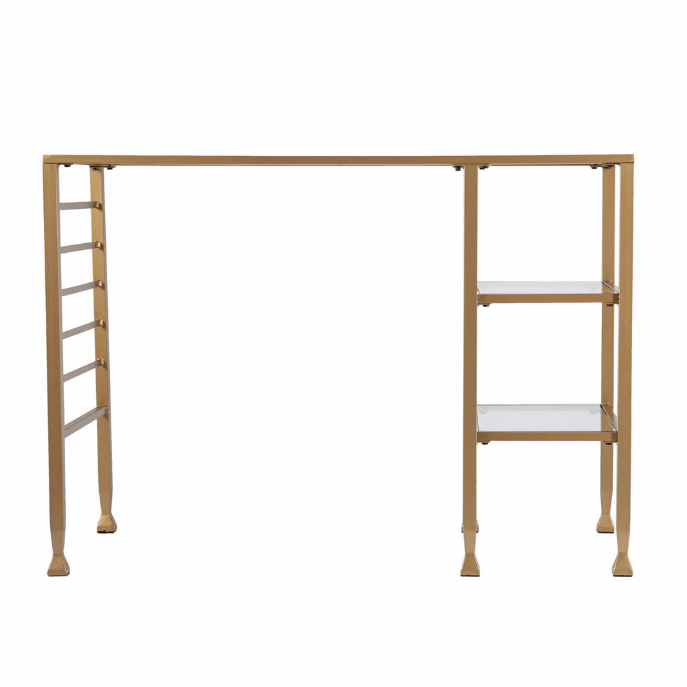 43" Clear and Gold Glass Writing Desk - Homeroots - Flyclothing LLC