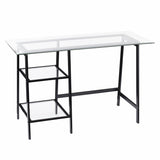 46" Clear and Black Glass Writing Desk - Homeroots