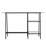 46" Clear and Black Glass Writing Desk - Homeroots