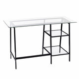 46" Clear and Black Glass Writing Desk - Homeroots - Flyclothing LLC