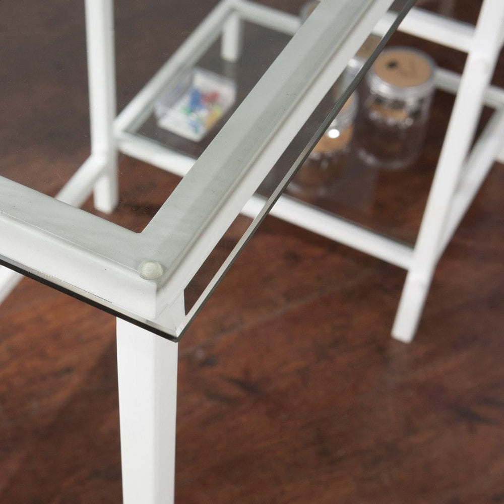 42" Clear and White Glass Writing Desk - Homeroots - Flyclothing LLC