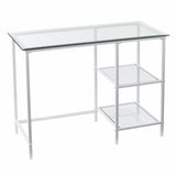 42" Clear and White Glass Writing Desk - Homeroots