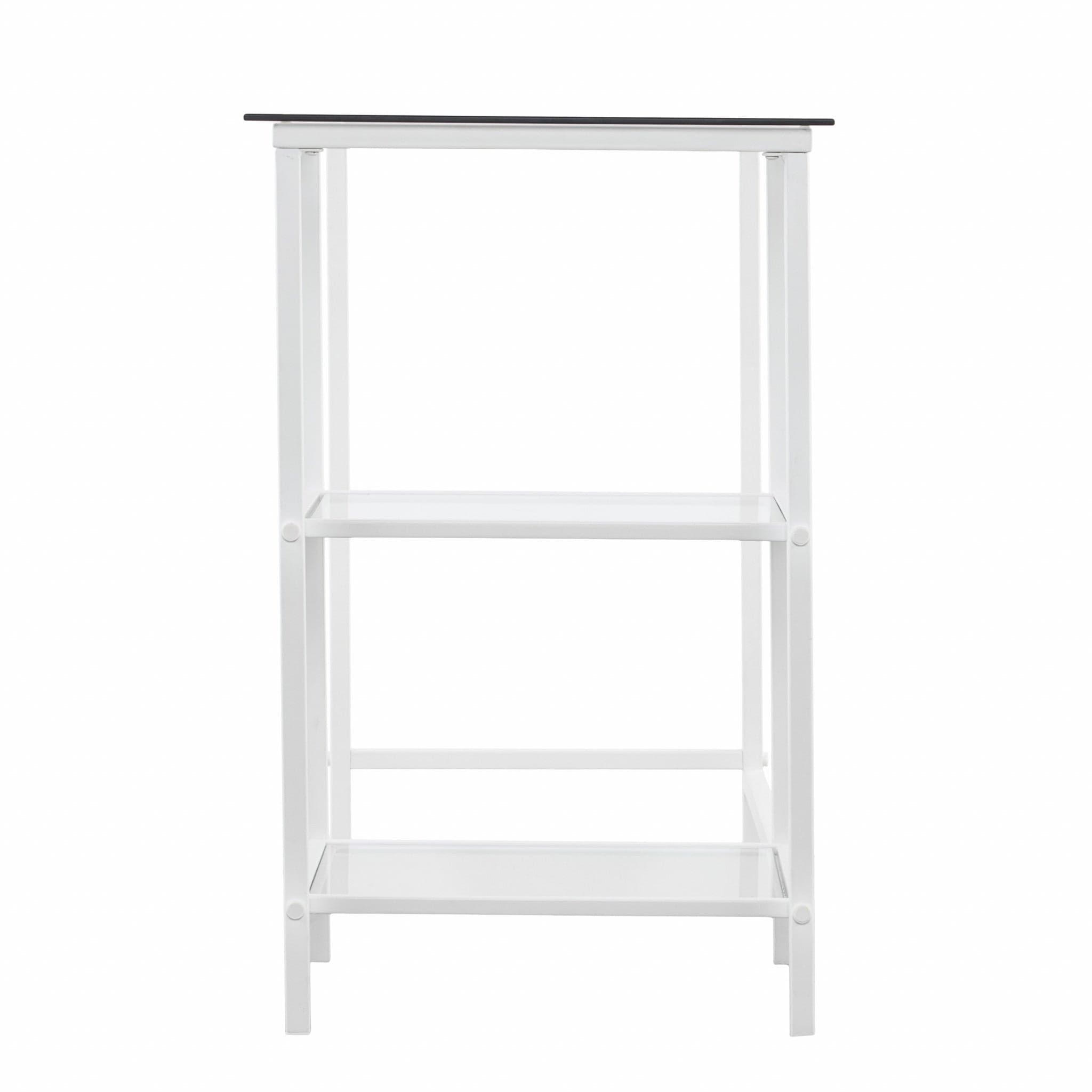 42" Clear and White Glass Writing Desk - Homeroots - Flyclothing LLC