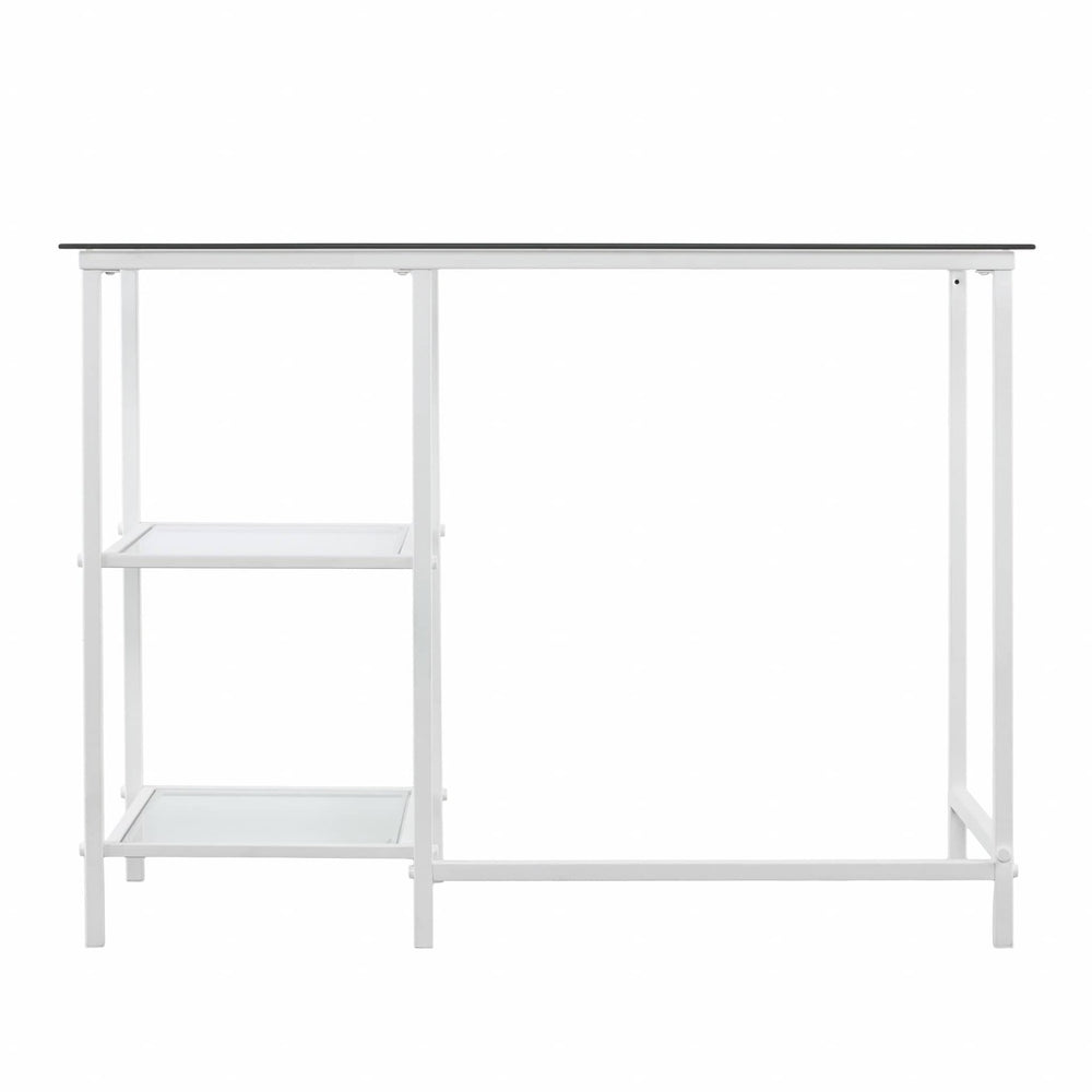 42" Clear and White Glass Writing Desk - Homeroots - Flyclothing LLC