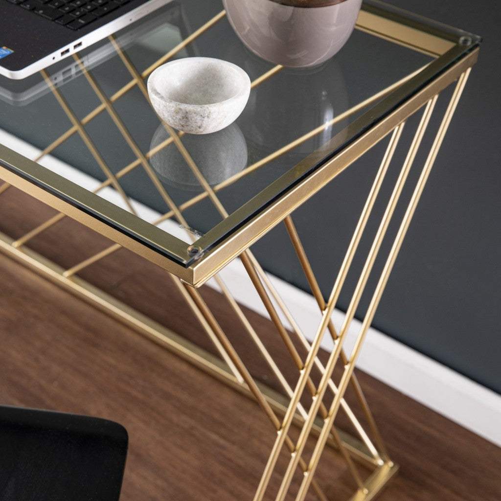 Modern Glass Top Desk - Homeroots - Flyclothing LLC