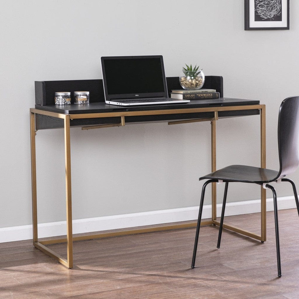 46" Black And Gold Writing Desk - Homeroots - Flyclothing LLC