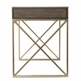 Modern Gray and Gold Writing Desk with Storage - Homeroots