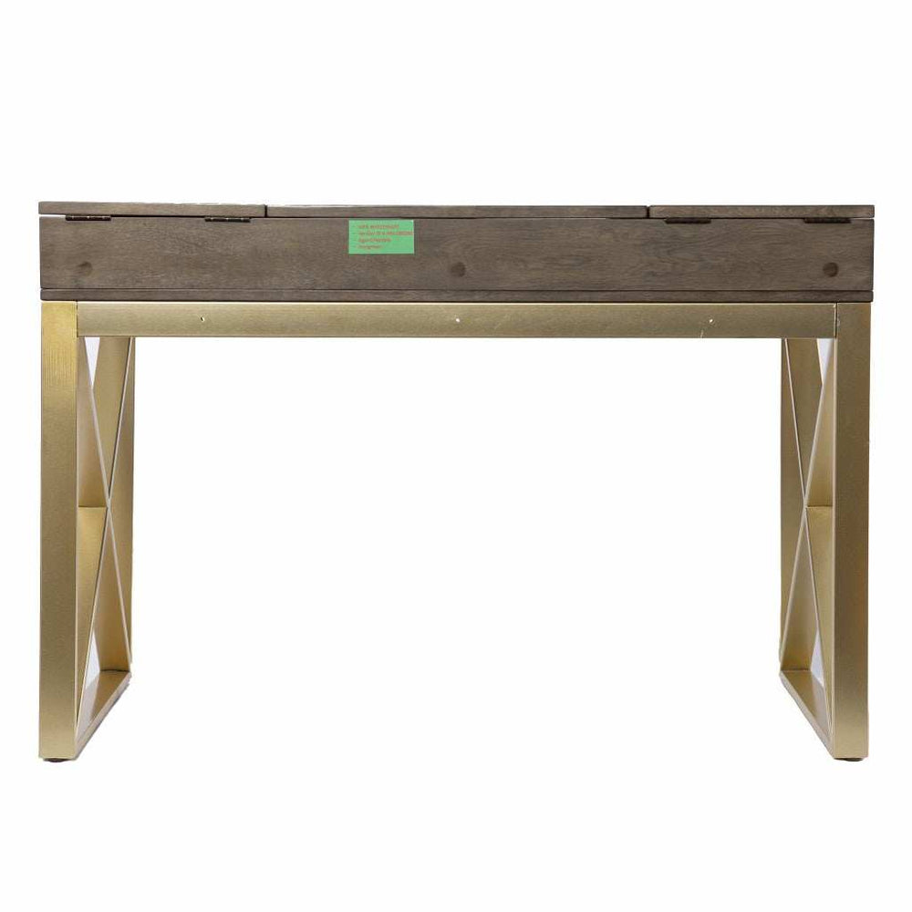 Modern Gray and Gold Writing Desk with Storage - Homeroots - Flyclothing LLC