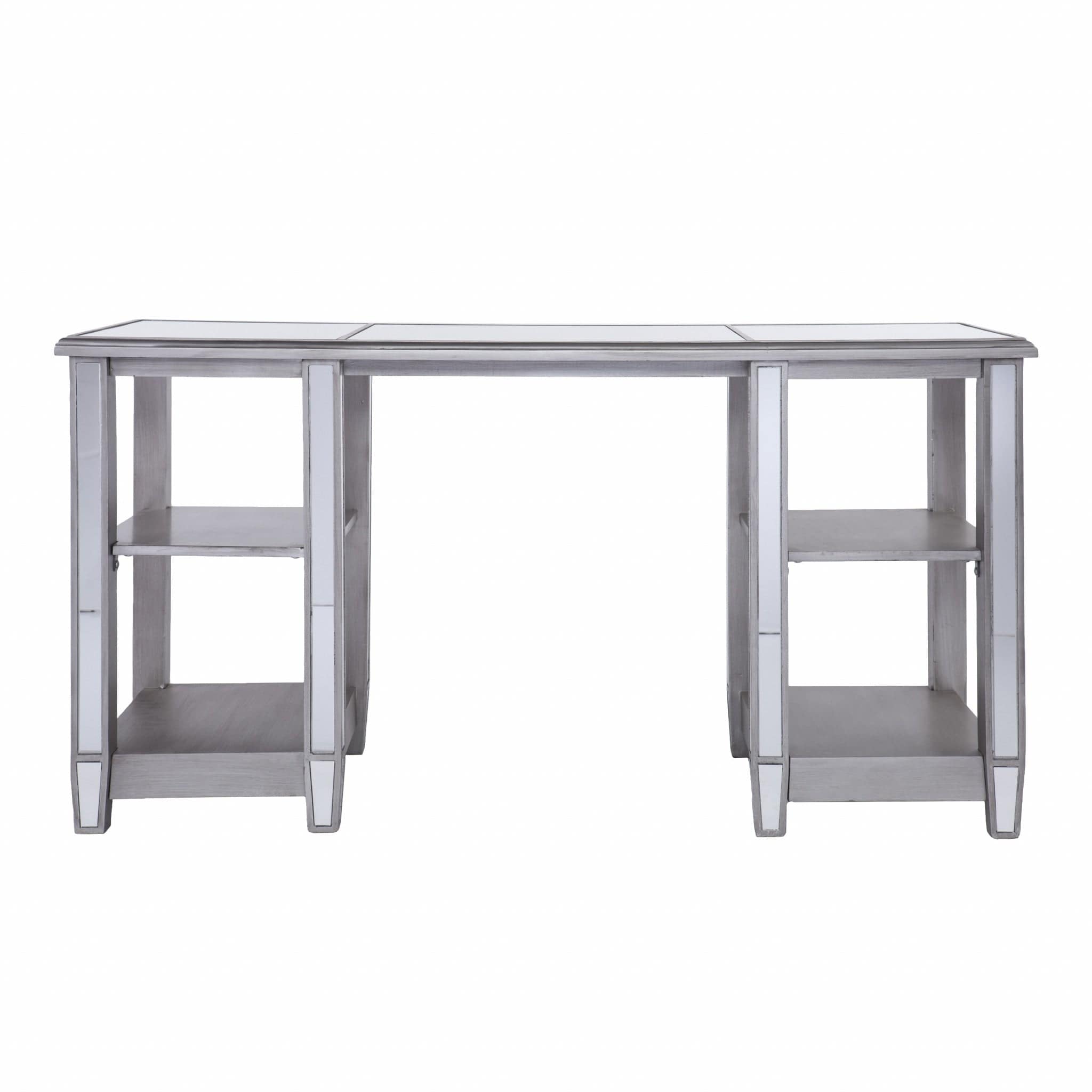 Matte Silver Mirrored Desk - Homeroots