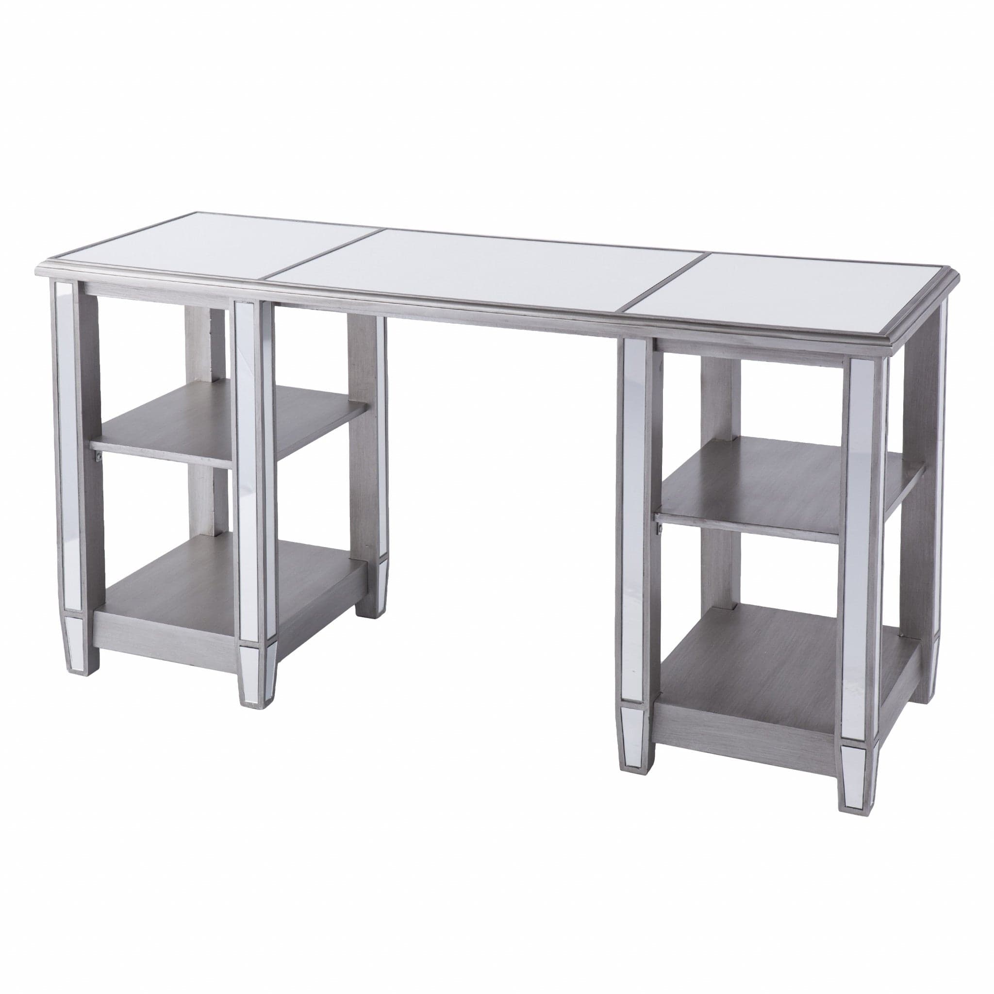 Matte Silver Mirrored Desk - Homeroots
